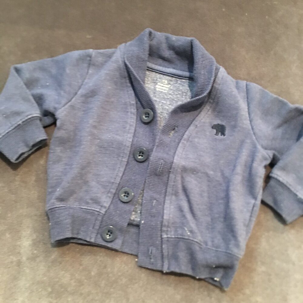 babygap Blue Colorblock Marled Cardigan 3-6m